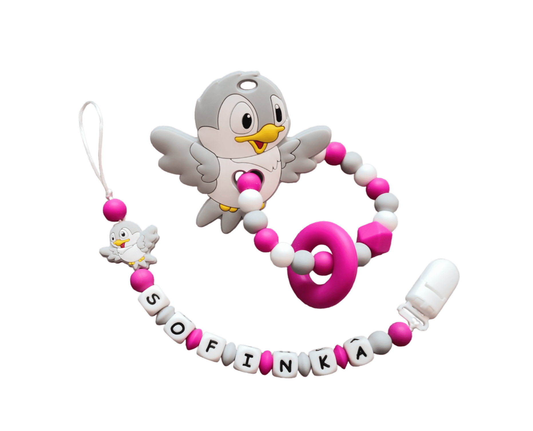 Ptáček šedá/tmavě růžová